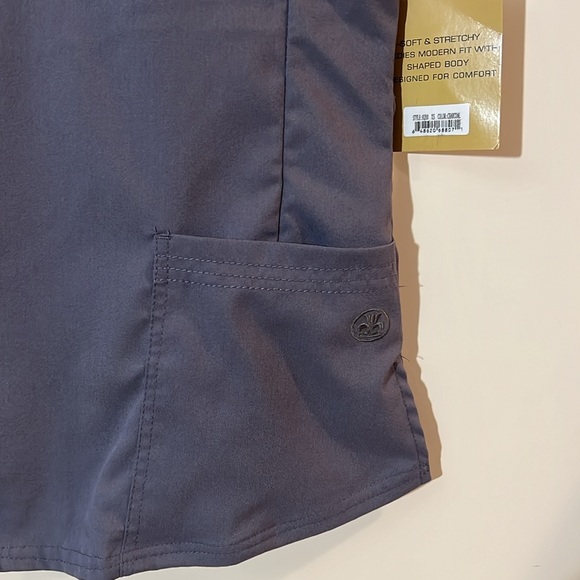 Ultrasoft Stretch Drop Neck 2 Pocket Scrub Top Style # 8200 NWT Dark Grey - Picture 4 of 11